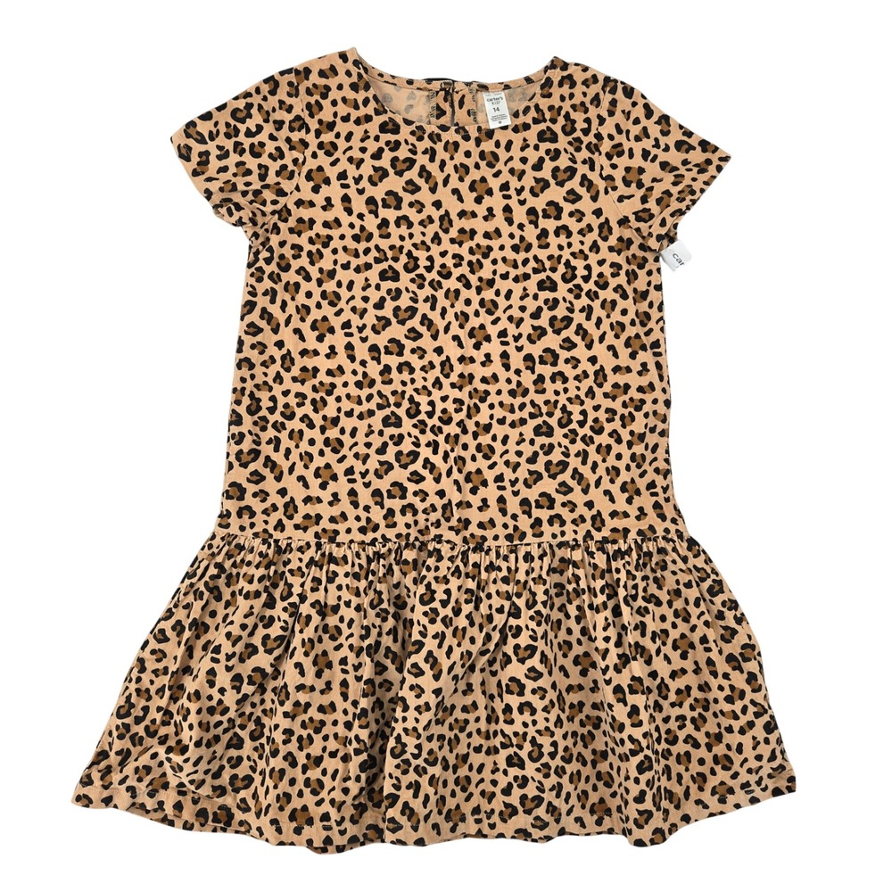 Carter's NEW 14 Leopard Print Corduroy Drop Waist Dress Girls Safari Mod Style